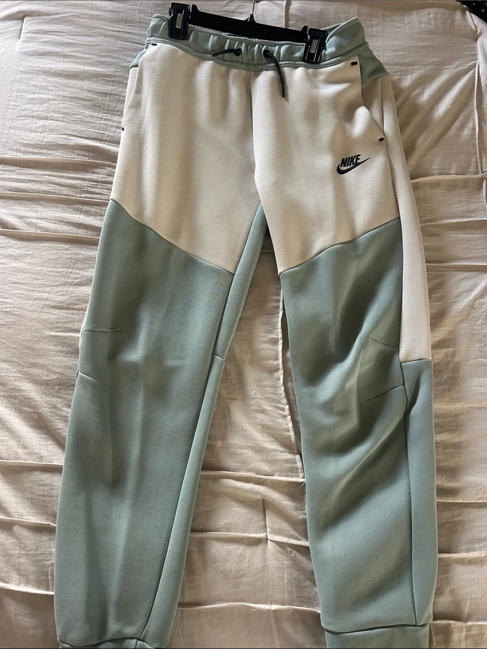 Nike Tech Fleece Kids Sage Green and White Colorblock Joggers
